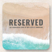 Gereserveerd zee en zandcadeau zomervakantiestrand bier onderzetter (Voorkant)