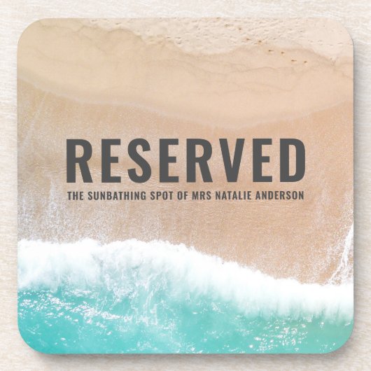 Gereserveerd zee en zandcadeau zomervakantiestrand bier onderzetter (Voorkant)