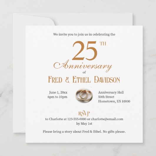 GERESERVEERDE 25E BRUILOFT JUBILEUM CAKE KAART (Achterkant)