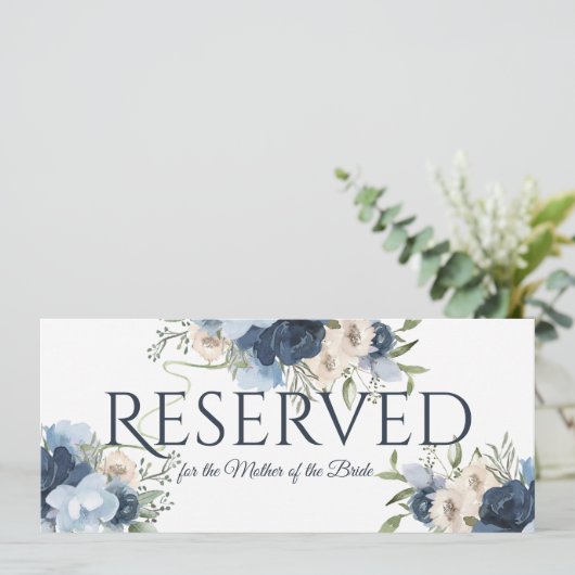 Gereserveerde Blauwe Bloemen Kaart (Staand voorkant)