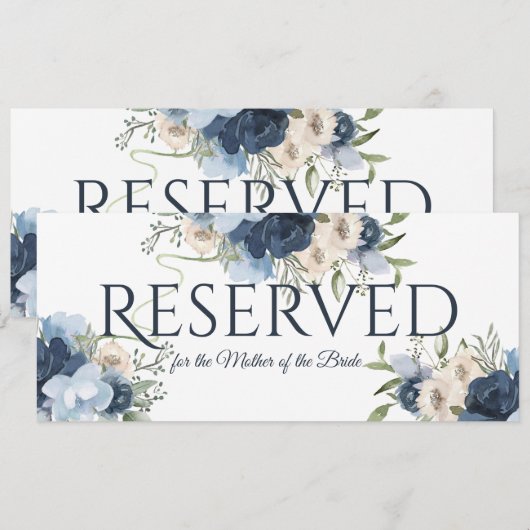 Gereserveerde Blauwe Bloemen Kaart (Voorkant / Achterkant)