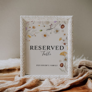 Gereserveerde Boho Wildflower Wedding Sign Poster