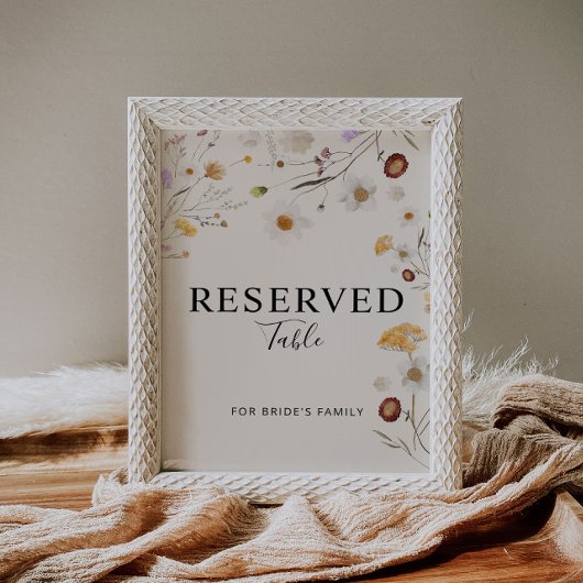 Gereserveerde Boho Wildflower Wedding Sign Poster