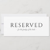 Gereserveerde Eenvoudige Typografie Weddenschap Kaart (Achterkant)