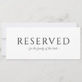 Gereserveerde Eenvoudige Typografie Weddenschap Kaart (Voorkant)