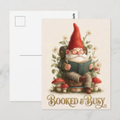 Gereserveerde en druk lezende kabouter briefkaart (Voorkant / Achterkant)