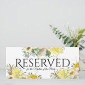 Gereserveerde gele bloem kaart (Staand voorkant)