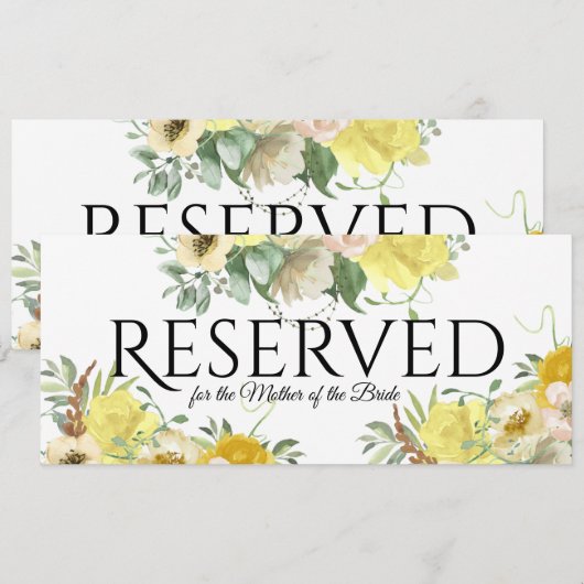 Gereserveerde gele bloem kaart (Voorkant / Achterkant)