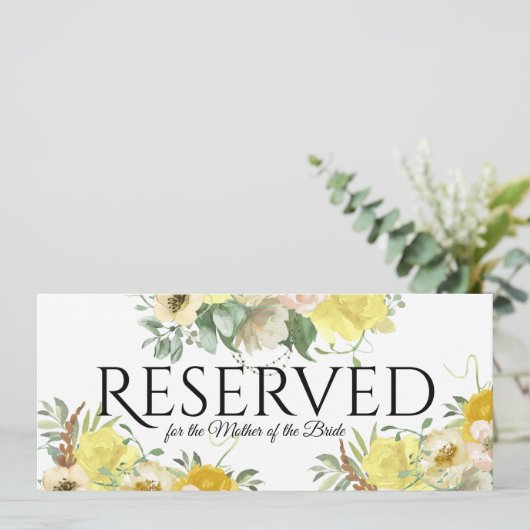 Gereserveerde Gele Bloemen Kaart (Staand voorkant)