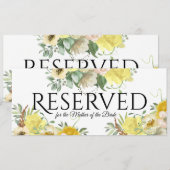 Gereserveerde Gele Bloemen Kaart (Voorkant / Achterkant)