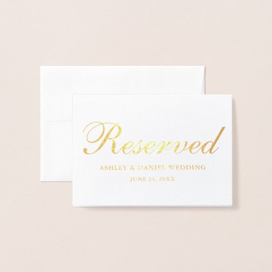 Gereserveerde Gold Folie Trouwnamen Datum Tafel Ka Folie Kaarten (Voorkant met envelop)