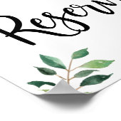 Gereserveerde Greenery Calligraphy Wedding Sign Poster (Hoek)