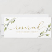 Gereserveerde Greenery Gold Wedding Sign Kaart (Achterkant)