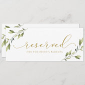 Gereserveerde Greenery Gold Wedding Sign Kaart (Voorkant / Achterkant)