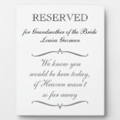 Gereserveerde grootmoeder van Bride Memorial Weddi Fotoplaat (Voorkant)