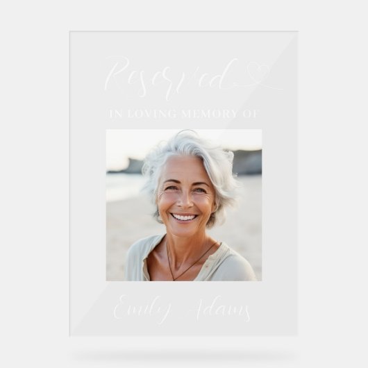 Gereserveerde Memorial in Loving Memory Custom Afb Acryl Bord (Voorkant)