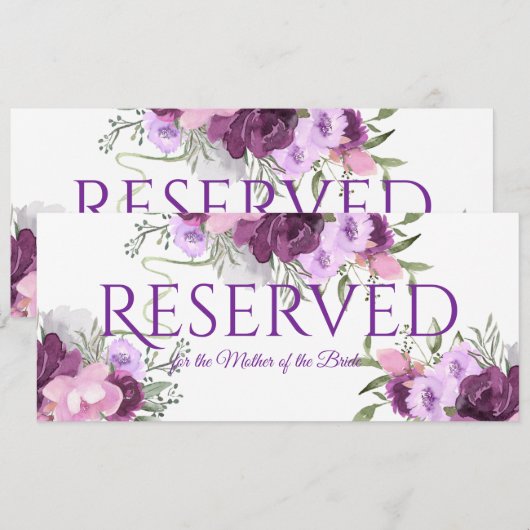 Gereserveerde Paarse bloemen Kaart (Voorkant / Achterkant)