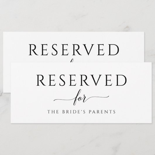 Gereserveerde Romantische kalligrafie-bruiloft Kaart (Voorkant / Achterkant)