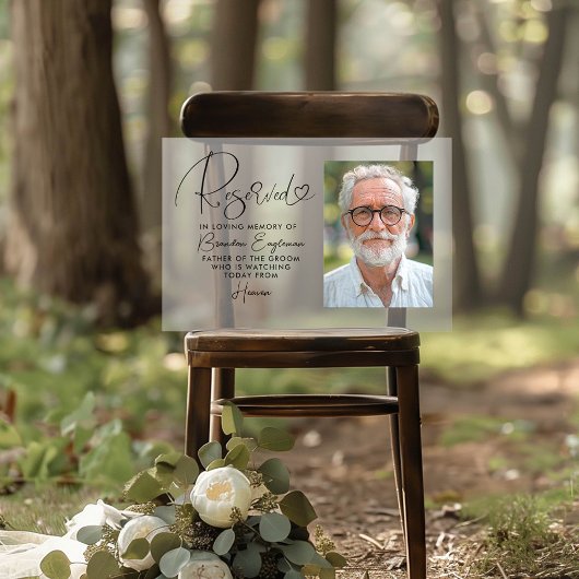 Gereserveerde Seat Memorial Bruiloft Foto Frosted  Acryl Bord