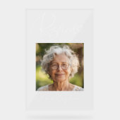 Gereserveerde Seat Memorial Bruiloft Foto Teken Acryl Bord (Voorkant)