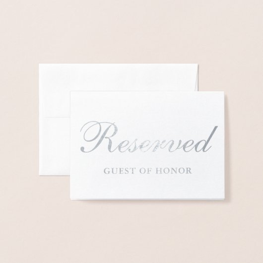 Gereserveerde Silver Foil Special Guest Table Kaar Folie Kaarten (Voorkant met envelop)