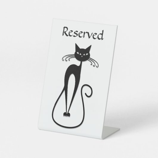 Gereserveerde Skinny Black Cat Table Saving Reclamebord Met Voetstuk (Voorkant)