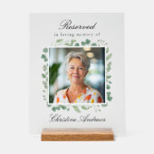 Gereserveerde stoel - Eucalyptus-herdenkingsbruilo Acryl Bord (Voorkant)