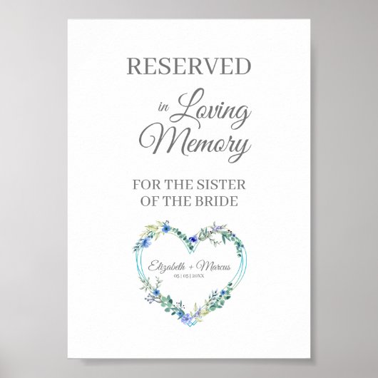 Gereserveerde Stoel Florale Hart Liefdevolle Herin Poster (Voorkant)