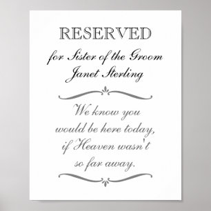 Gereserveerde stoel Schoonzus Herdenkings Huwelijk Poster