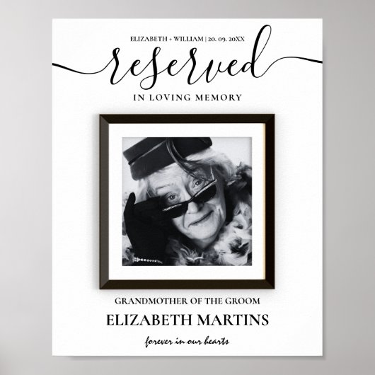 Gereserveerde Stoel Trouwstoel Teken Overleden Fot Poster (Voorkant)