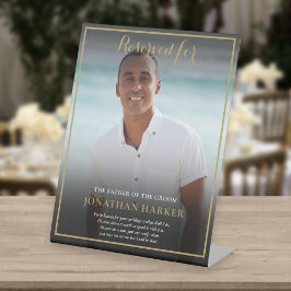 Gereserveerde Stoel Vader Van De Bruidegom Foto Br Reclamebord Met Voetstuk