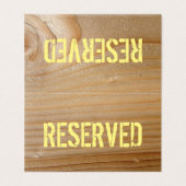 Gereserveerde tabelkaart - onafgewerkt hout visitekaartje (Buitenkant ongevouwen)