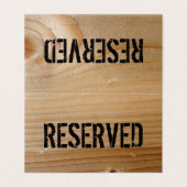 Gereserveerde tabelkaart - onafgewerkt hout visitekaartje (Buitenkant ongevouwen)