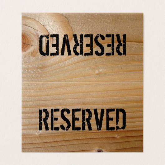 Gereserveerde tabelkaart - onafgewerkt hout visitekaartje (Buitenkant ongevouwen)