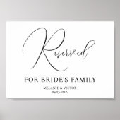 Gereserveerde tafel Afdrukbare Trouwbord Poster (Voorkant)
