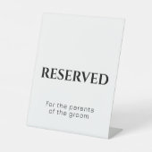 Gereserveerde Tafel Trouwen Modern Minimal Zwart W Reclamebord Met Voetstuk (Voorkant)