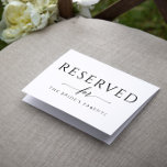 Gereserveerde Tent Kaart Romantic Calligraphy Wedd<br><div class="desc">Eenvoudige Romantische bruiloft Gereserveerde Tent Card/Sign (Zwart): Deze gevouwen bruiloft gereserveerde borden kunnen op stoelen of bij je trouwreceptafels zitten. Ze hebben een elegante typografie in zwart-wit. Verander de kleuren en de doopvonten in om het even wat u houdt van!</div>