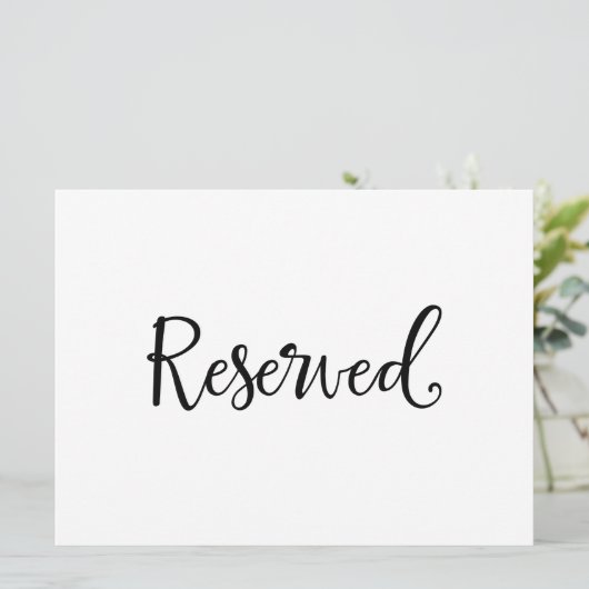 "Gereserveerde" trouwbordje | Rustische kalligrafi Kaart (Staand voorkant)
