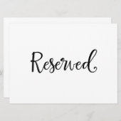 "Gereserveerde" trouwbordje | Rustische kalligrafi Kaart (Voorkant / Achterkant)