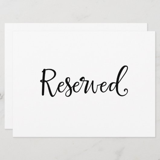 "Gereserveerde" trouwbordje | Rustische kalligrafi Kaart (Voorkant / Achterkant)