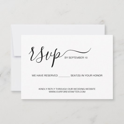 Gereserveerde Zetel ter ere van uw bruiloft Websit RSVP Kaartje (Voorkant)
