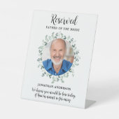 Gereserveerde Zitplaats Foto Eucalyptus Memorial W Reclamebord Met Voetstuk (Voorkant)