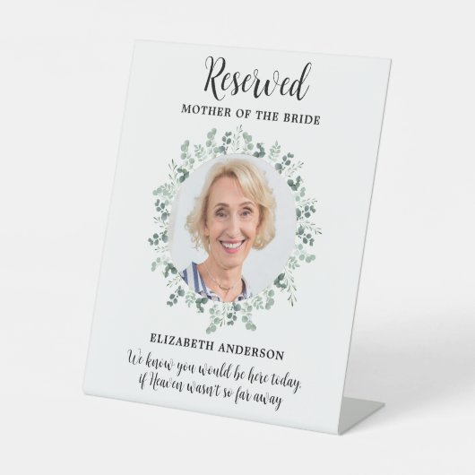 Gereserveerde Zitplaats Foto Eucalyptus Wedding Me Reclamebord Met Voetstuk (Voorkant)