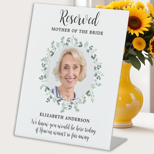 Gereserveerde Zitplaats Foto Eucalyptus Wedding Me Reclamebord Met Voetstuk