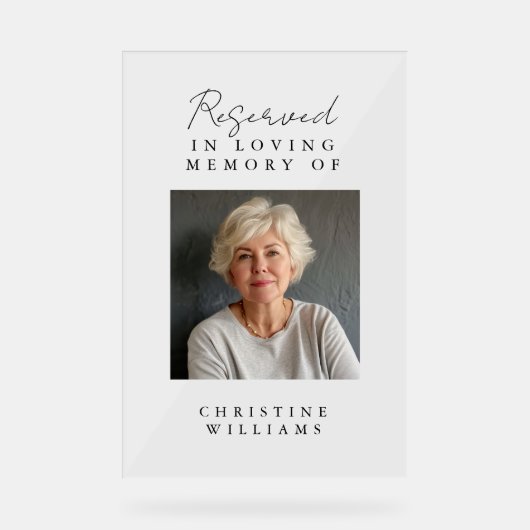 Gereserveerde Zitplaats, Foto, Huwelijk, Gedenktek Acryl Bord (Voorkant)