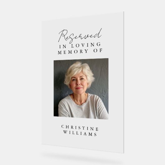 Gereserveerde Zitplaats, Foto, Huwelijk, Gedenktek Acryl Bord (Hoek)
