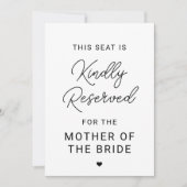 Gereserveerde Zitplaats Trouwceremonie Stoelteken Kaart (Voorkant)