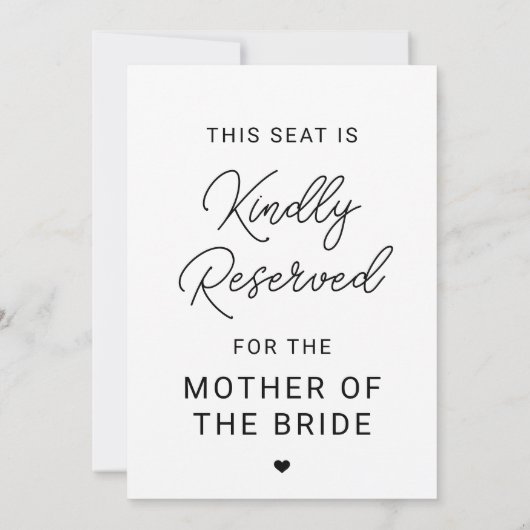 Gereserveerde Zitplaats Trouwceremonie Stoelteken Kaart (Achterkant)