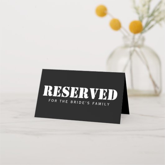 Gereserveerde zitplaatsen Eenvoudig Elegant Zwart  Plaatskaartje (Voorkant)