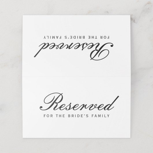 Gereserveerde zitplaatsen Elegant Zwart Wit Modern Plaatskaartje (Buitenkant ongevouwen)